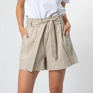Uniqlo Beige High Rise Paperbag Cotton Shorts Size S